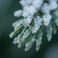Close-Up Snow Frost on Pine Trees