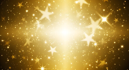 Golden Stars Background with Glittering Light Effect for Celebration