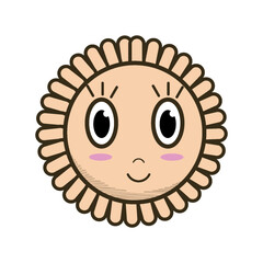 Cute round cartoon face illustration with big eyes smiling expression cheerful design for kids artwork