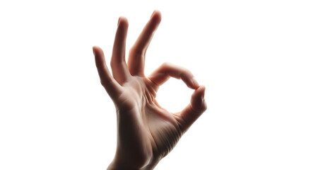 Hand gesture okay sign isolated on a transparent background