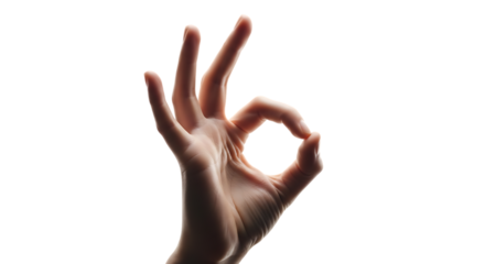 Hand gesture okay sign isolated on a transparent background