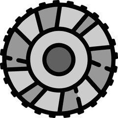 Fototapeta premium Stylized Gear Wheel with Radial Spokes and Outer Cogs in Shades of Gray