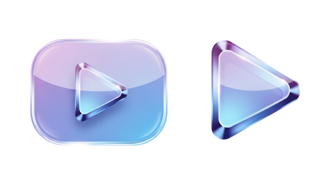 Glassy Play Buttons isolated on a transparent background