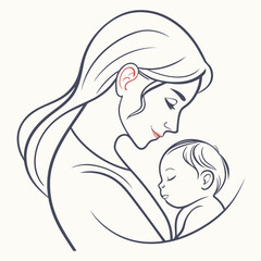 Mother holding her sleeping baby in a tender embrace