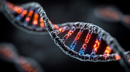 Detailed 3D Rendering of Double Helix DNA Molecule for Scientific Visualization