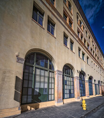 Facade of an Old Building with Venetian Architecture.