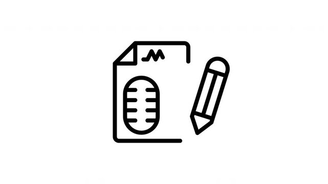 Paper with a microphone image and a pencil  ideal for music journalism blogs, podcast cover art, radio show social media posts.
