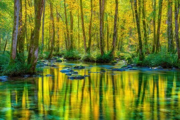 Forest with a stream running through it
