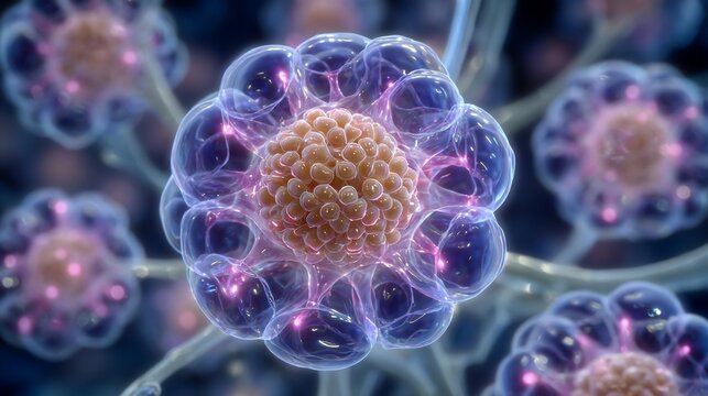 Detailed microscopic visualization showcasing cellular biology and scientific research