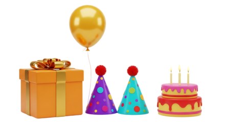Birthday Celebration Objects isolated on a transparent background