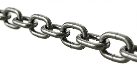 Obraz premium Close up of a metal chain on a white background.