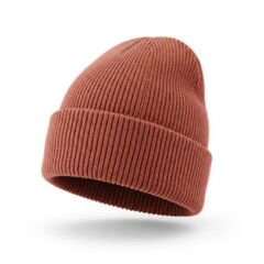 Cozy knit beanie on white background