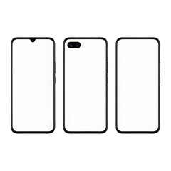 Set of Three Blank Smartphone Mockups with Different Screen Styles

Mobile Phone Template Collection: Notch, Punch-Hole, and Full Screen

Modern Smartphone Display Mockup Variety Isolated on White