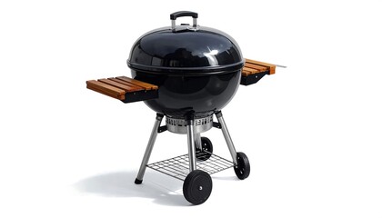 Black round grill on stand