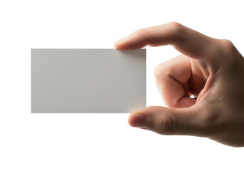 Obraz premium Hand holding white card isolated on a transparent background