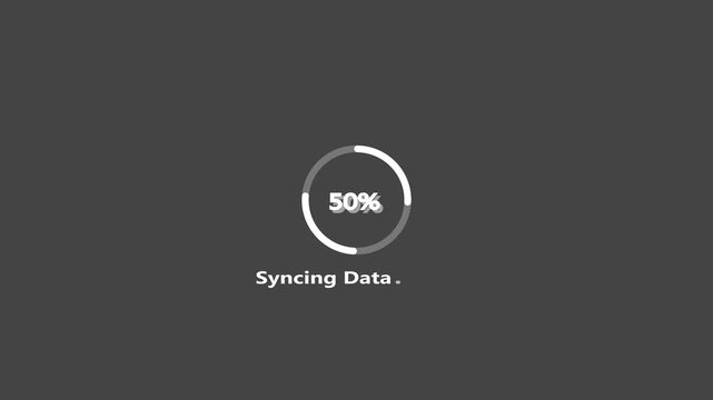 Modern circular progress loading animation with percentage indicator on Black background showing digital system Syncing  interface motion.