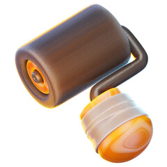 paint roller 3d render icon, construction illustration