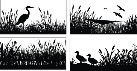 Silhouette of beach umbrellas, lounge chairs, and grand piano under palm hut, symbolizing tropical vacation, relaxation, summer leisure, and music inspiration © Sakib World