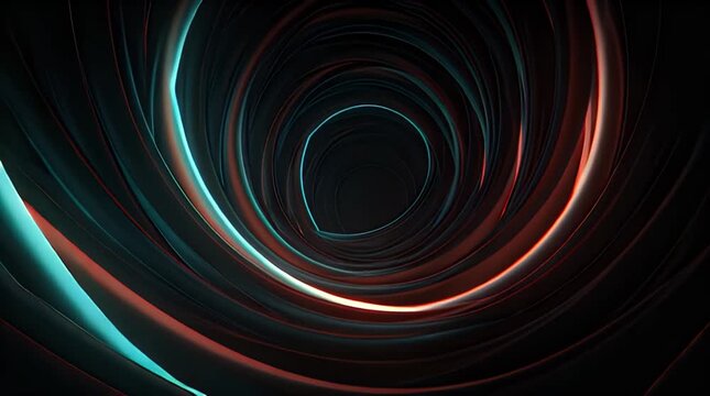 Gleaming Neon Light Beams Artfully Curve Inward Creating A Futuristic Tunnel Visual Perspective