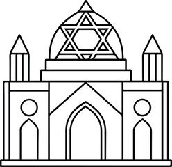 synagogue outline vector illustration line art