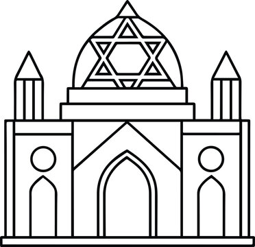black and white synagogue building outline clip art preview