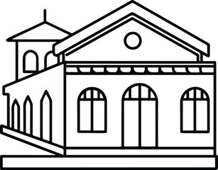 train station outline vector illustration line art