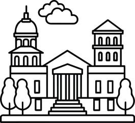 university building outline vector for education and design