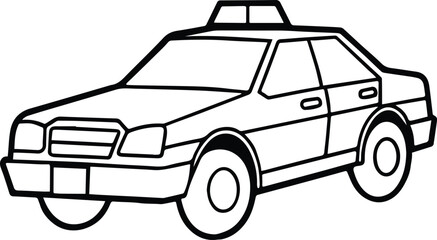 police car outline vector for transport and law enforcement design