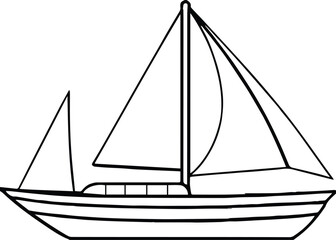 sailing boat outline vector for nautical and travel design