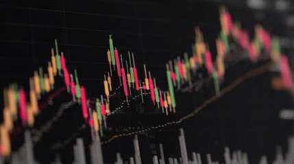 Financial market analysis with candlestick chart and data representation for investment decisions