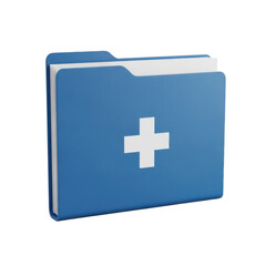 Obraz premium Digital blue folder icon with white plus symbol representing new file creation transparent background
