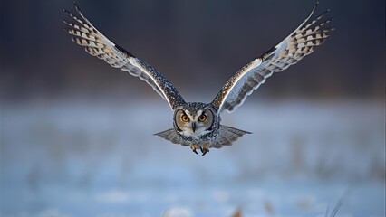飛行するフクロウ