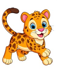 Cute cartoon leopard cub
