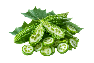 Bitter gourd, green balsam on a transparent background