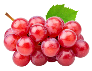 Harvest Vine Red Grapes with Leaf Accent PNG