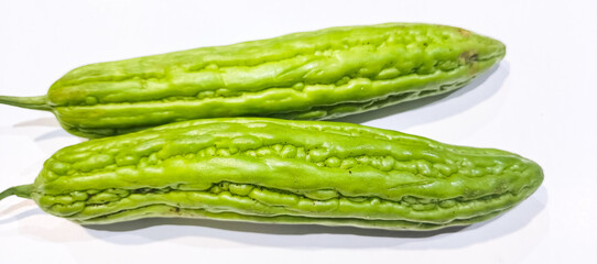 Bitter melon (Peria) White vegetable background