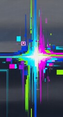 Abstract Glitch Art - A Vibrant Explosion of Digital Distortion.