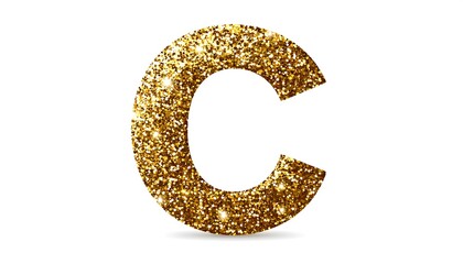 Gold glitter capital letter C