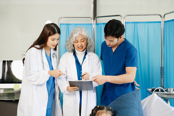 Obraz premium Healthcare with vibrant images of doctors and nurses caring for young patients, emphasizing teamwork, empathy