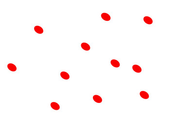 Scattered red oval shapes isolated on transparent background