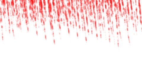 Abstract red streaks falling isolated on transparent background