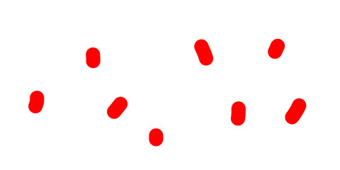 Scattered red oval shapes isolated on transparent background