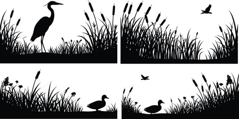 Silhouette of tropical beach umbrellas, lounge chairs, and grand piano under palm hut, representing summer vacation, seaside relaxation, and music harmony © Sakib World