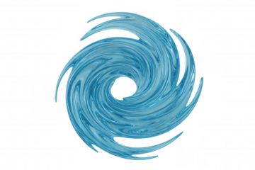 Water vortex forming dynamic blue swirl on transparent background, symbolizing power, motion, and energy