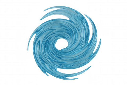 Water vortex forming dynamic blue swirl on transparent background, symbolizing power, motion, and energy