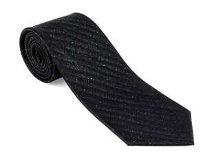 Rolled black tie with subtle texture
