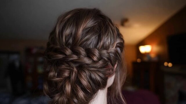 Elegant Braided Updo Hairstyle Close-up, Perfect for Special Occasions.