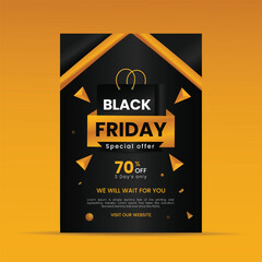 Black Friday sale Special Offer Flyer Or Poster Design Template Premium Vector with 70% Discount 