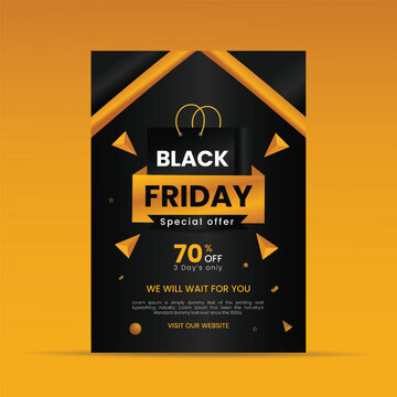 Black Friday sale Special Offer Flyer Or Poster Design Template Premium Vector with 70% Discount 