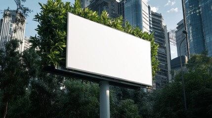 Fototapeta premium Urban advertising development city center billboard modern environment street level view eco-friendly concept